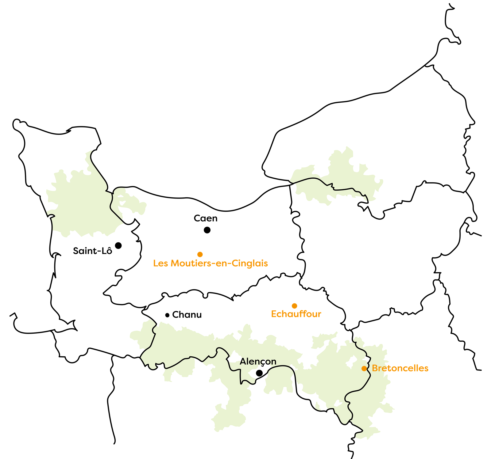 Carte d'implantation des chaufferies Combo en Basse-Normandie